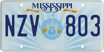 MS license plate NZV803