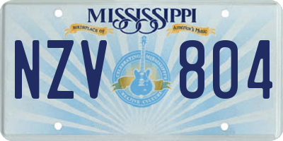 MS license plate NZV804