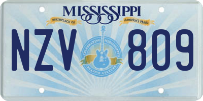 MS license plate NZV809
