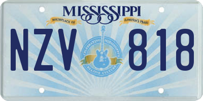 MS license plate NZV818