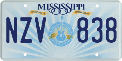 MS license plate NZV838