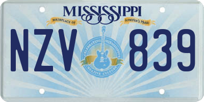 MS license plate NZV839