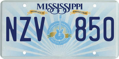 MS license plate NZV850