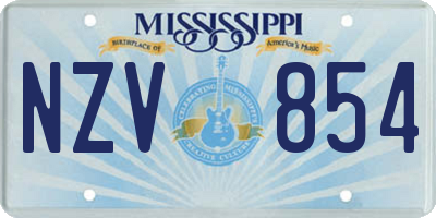 MS license plate NZV854