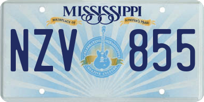 MS license plate NZV855