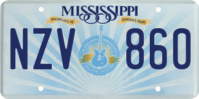 MS license plate NZV860