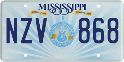 MS license plate NZV868