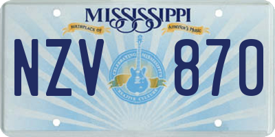 MS license plate NZV870