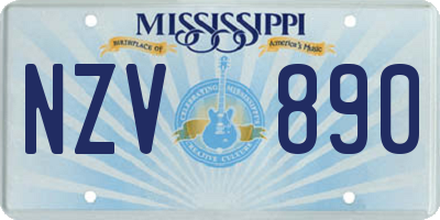 MS license plate NZV890