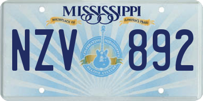 MS license plate NZV892