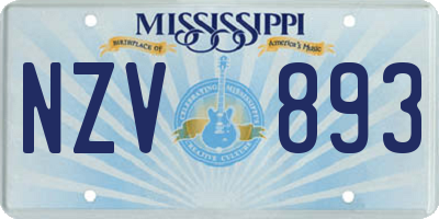 MS license plate NZV893