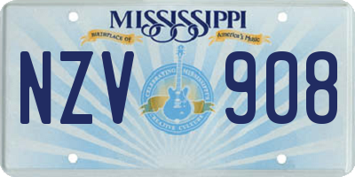 MS license plate NZV908