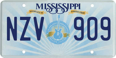 MS license plate NZV909