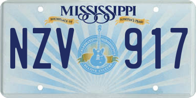 MS license plate NZV917