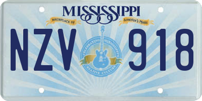 MS license plate NZV918