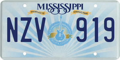 MS license plate NZV919