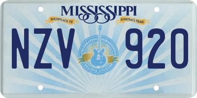 MS license plate NZV920