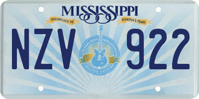 MS license plate NZV922