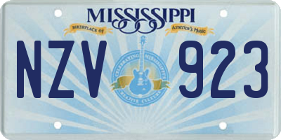 MS license plate NZV923