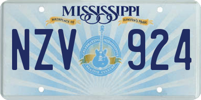 MS license plate NZV924