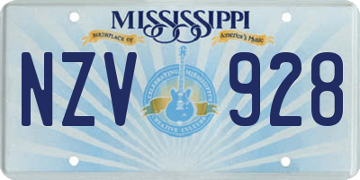 MS license plate NZV928