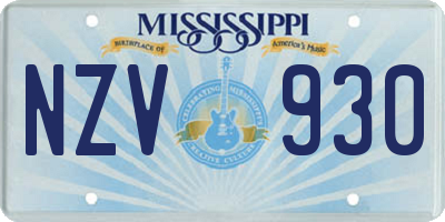MS license plate NZV930