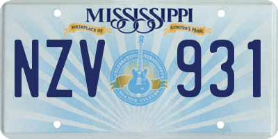 MS license plate NZV931