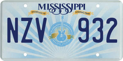 MS license plate NZV932