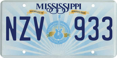 MS license plate NZV933