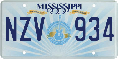 MS license plate NZV934