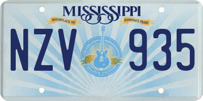MS license plate NZV935