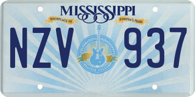 MS license plate NZV937