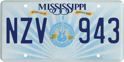 MS license plate NZV943