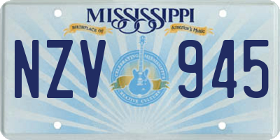 MS license plate NZV945