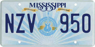 MS license plate NZV950