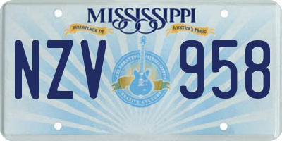 MS license plate NZV958