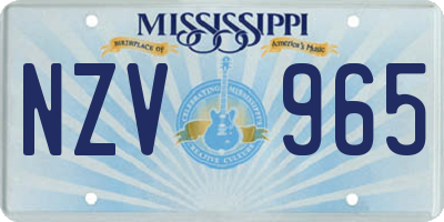 MS license plate NZV965