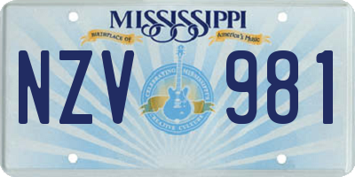 MS license plate NZV981