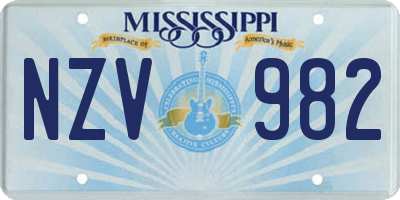 MS license plate NZV982