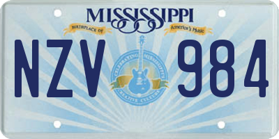 MS license plate NZV984