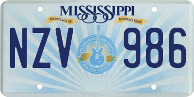 MS license plate NZV986