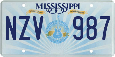 MS license plate NZV987