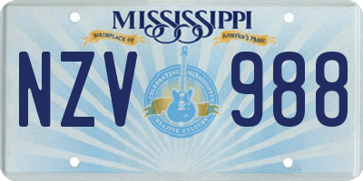 MS license plate NZV988