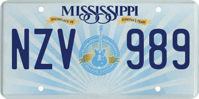 MS license plate NZV989