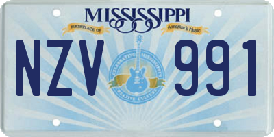 MS license plate NZV991