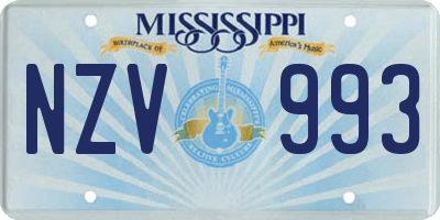 MS license plate NZV993