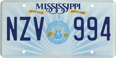 MS license plate NZV994