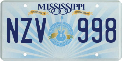 MS license plate NZV998