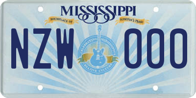 MS license plate NZW000