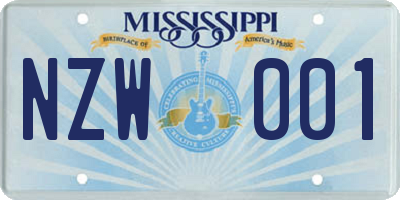 MS license plate NZW001